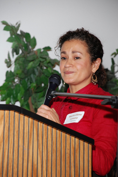 Awardee Maria Elena Letona adresses the audience